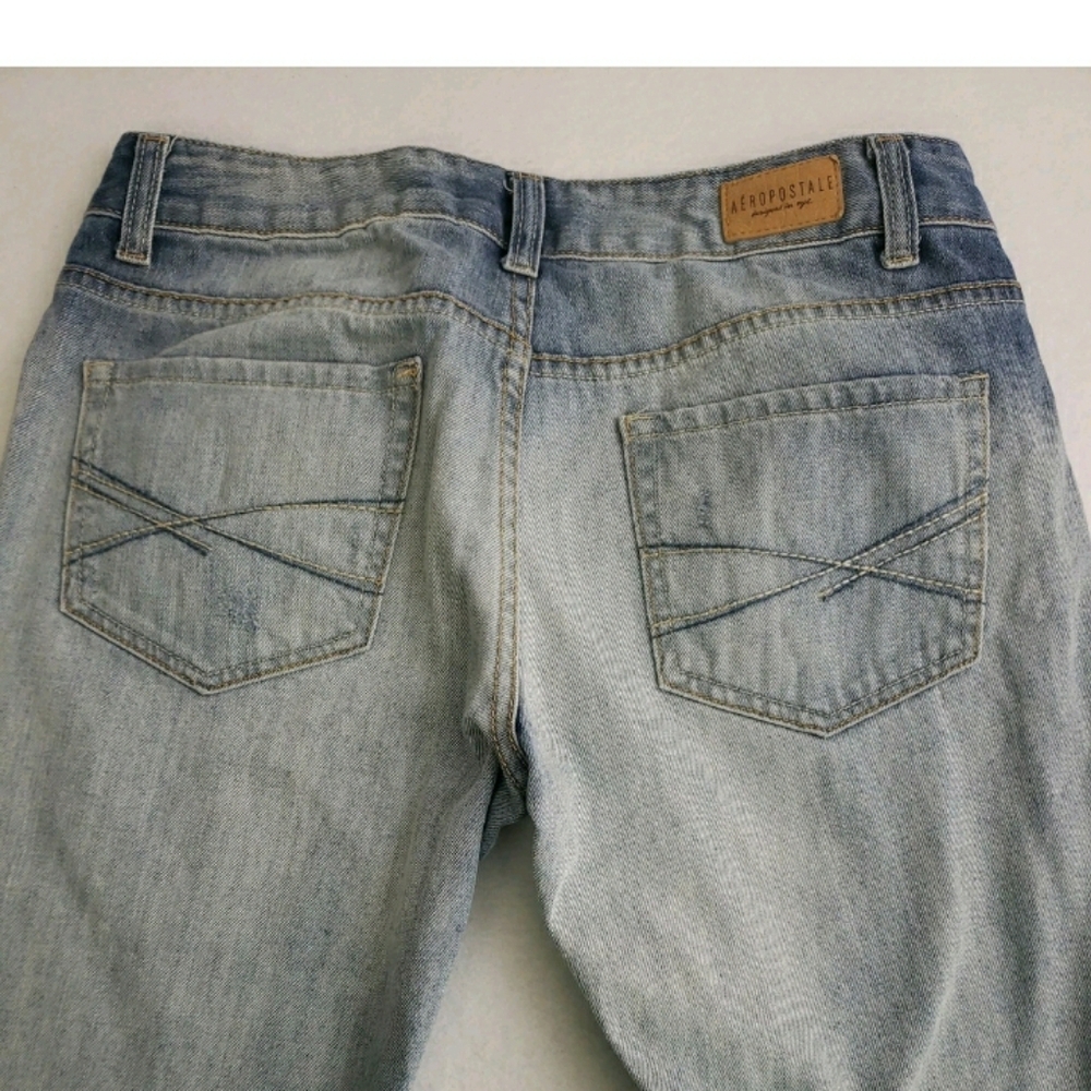 Aeropostale Sz 6 Boyfriend Real Original Denim Distressed Wash waist 32 Comfy - Picture 2 of 10